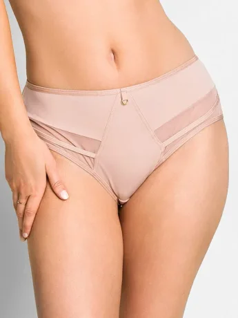 Brazilian-Slip mit Mesh-Details Mediolano Laura 19020 – Mokka