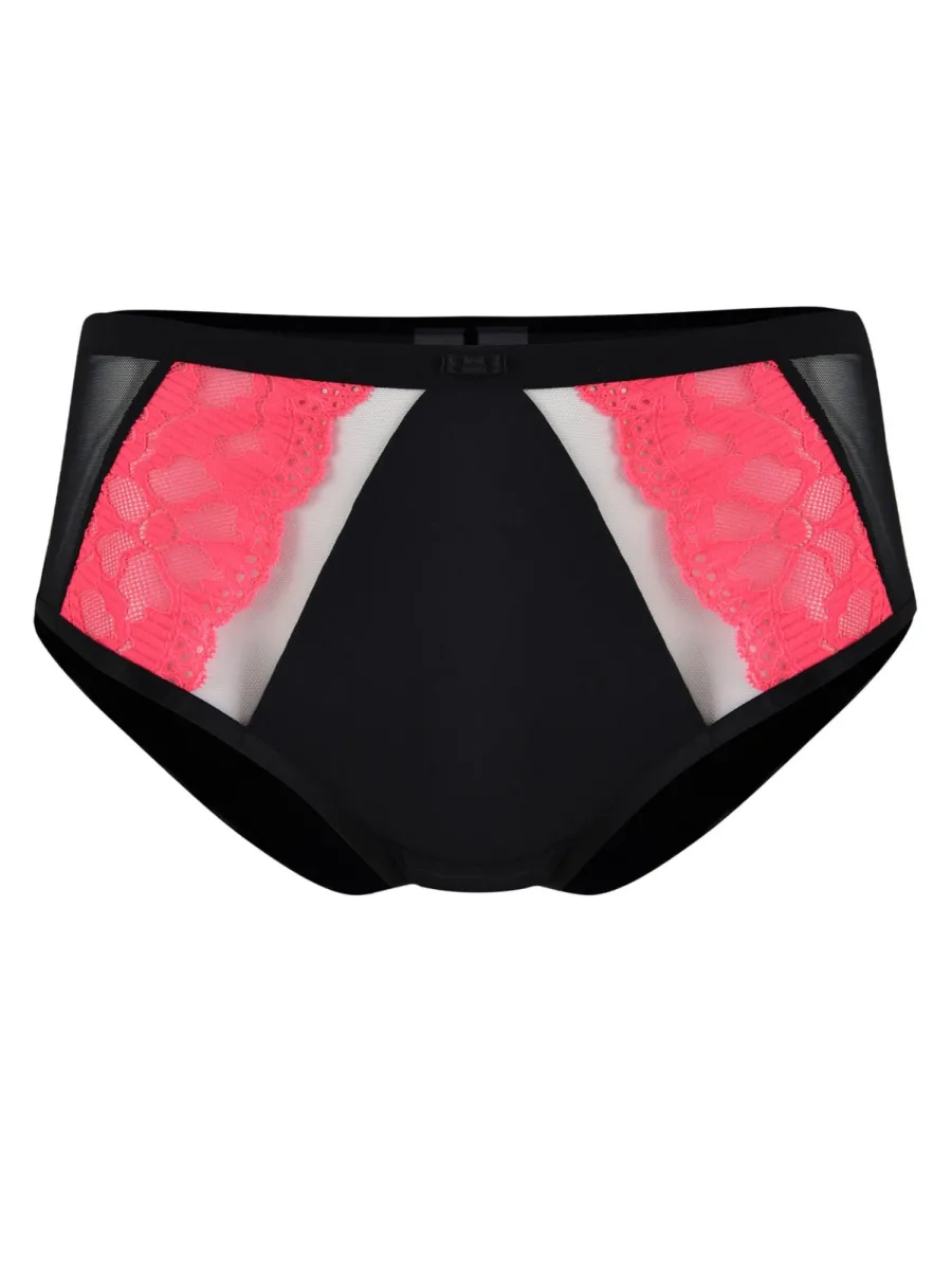 Brazilian-Slip mit Neon-Spitze Mediolano Funny 19232 – Tiefschwarz