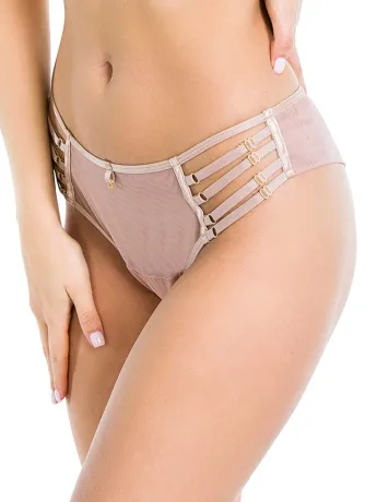 Brazilian-Slip mit Riemchendetails Mediolano Naked 19064 – Pudriges Beige