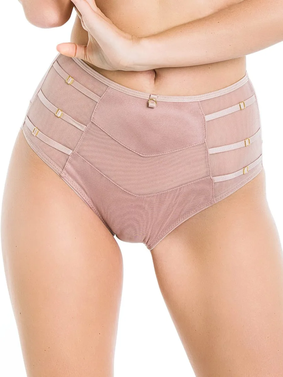 High-Waist Briefs Geometric Mesh Mediolano Naked 19064 – Powder Beige