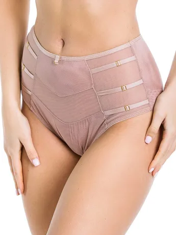 Hochtaillierter Slip mit Geometrischem Mesh Mediolano Naked 19064 – Pudriges Beige
