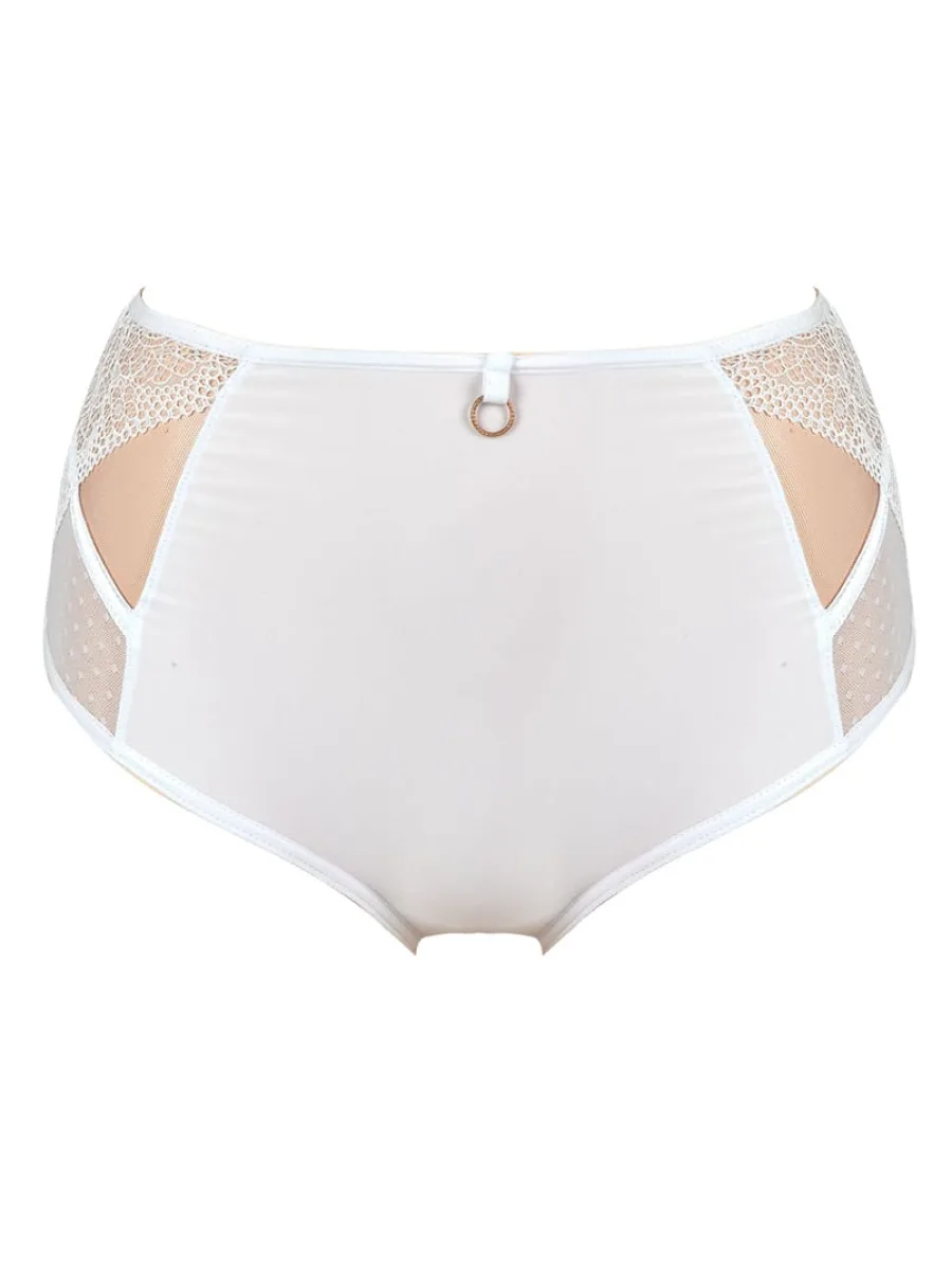High-Waist Briefs Lace Mesh Mediolano Dots 19057 – Arctic White