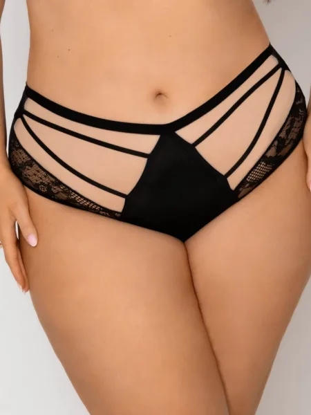 High-Waist Briefs Strappy Mesh Mediolano Spider 19252 – Jet Black