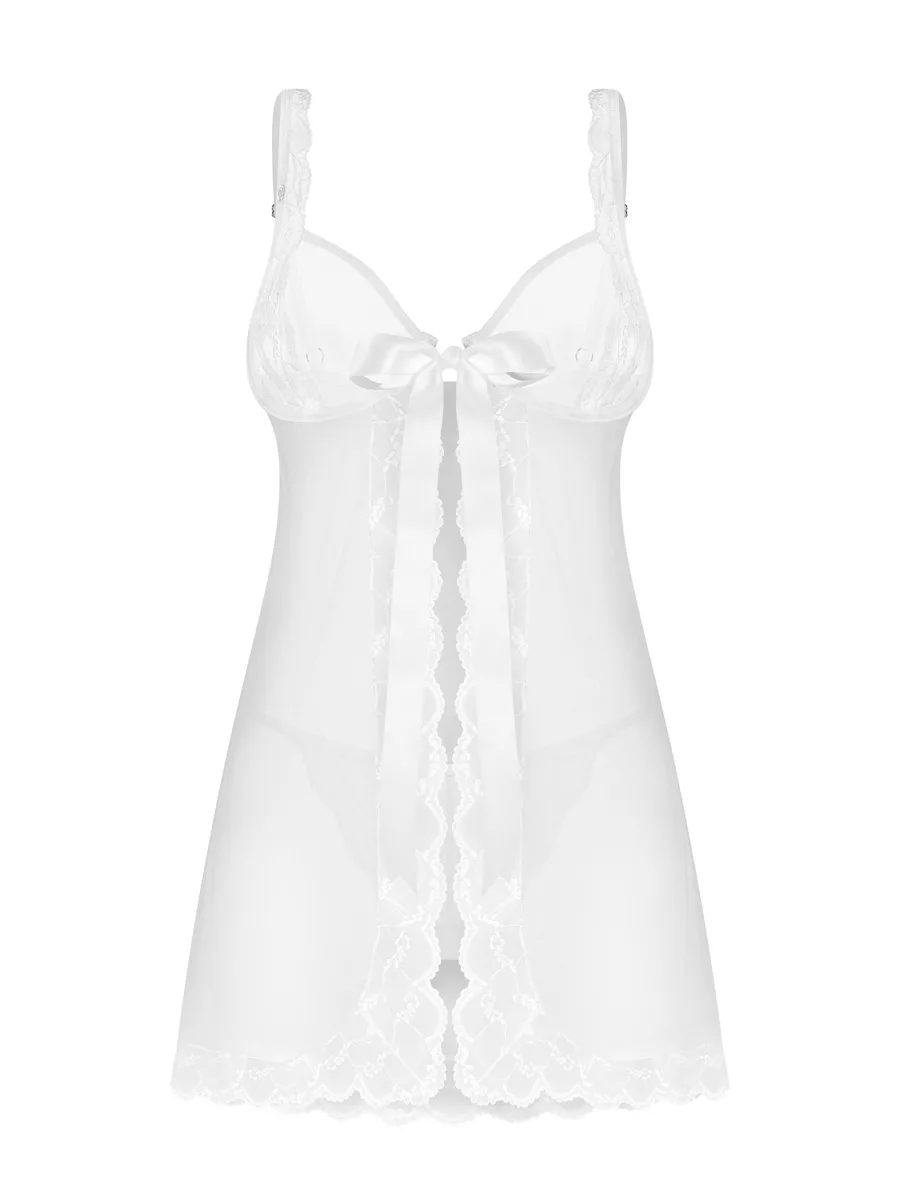 Naughty Bride is embroidered in red across the front of the Obsessive Weddya