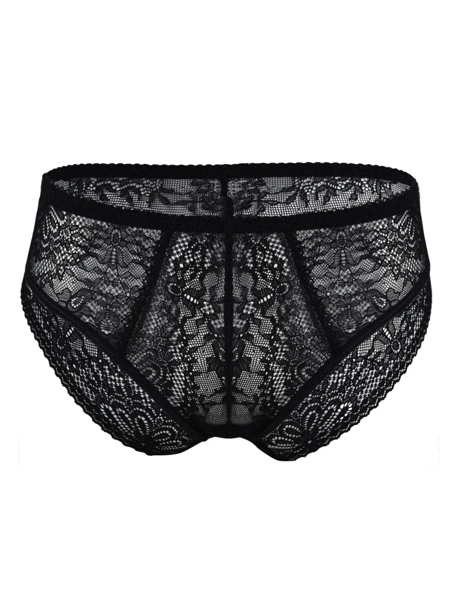 Slip mit Transparenter Blumenspitze Mediolano Fancy 19237 – Tiefschwarz