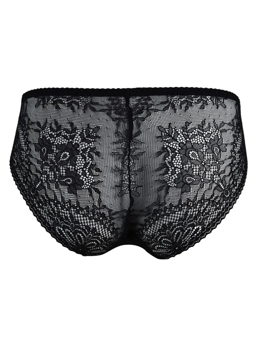 Slip mit Transparenter Blumenspitze Mediolano Fancy 19237 – Tiefschwarz