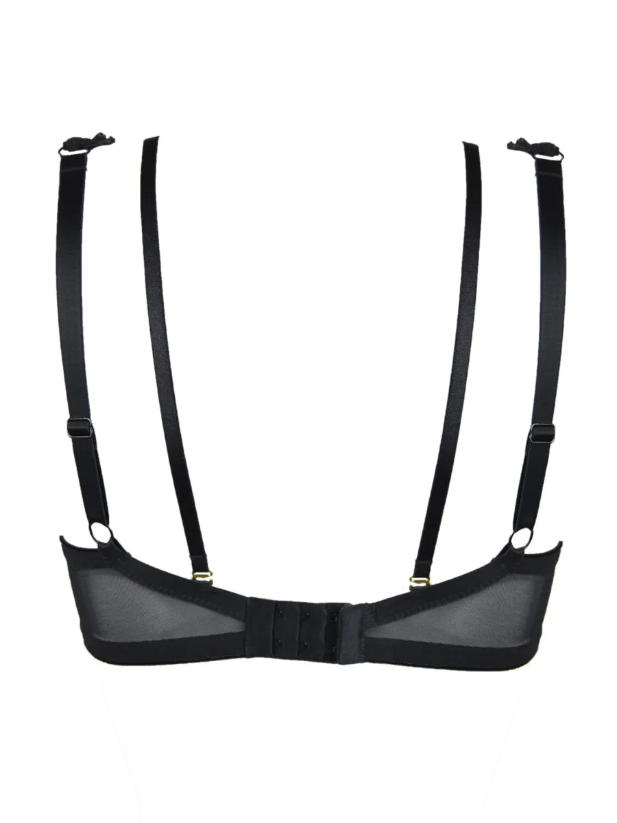 Plunge Lace Bralette Tattoo Effect Mediolano Jasmin – Jet Black