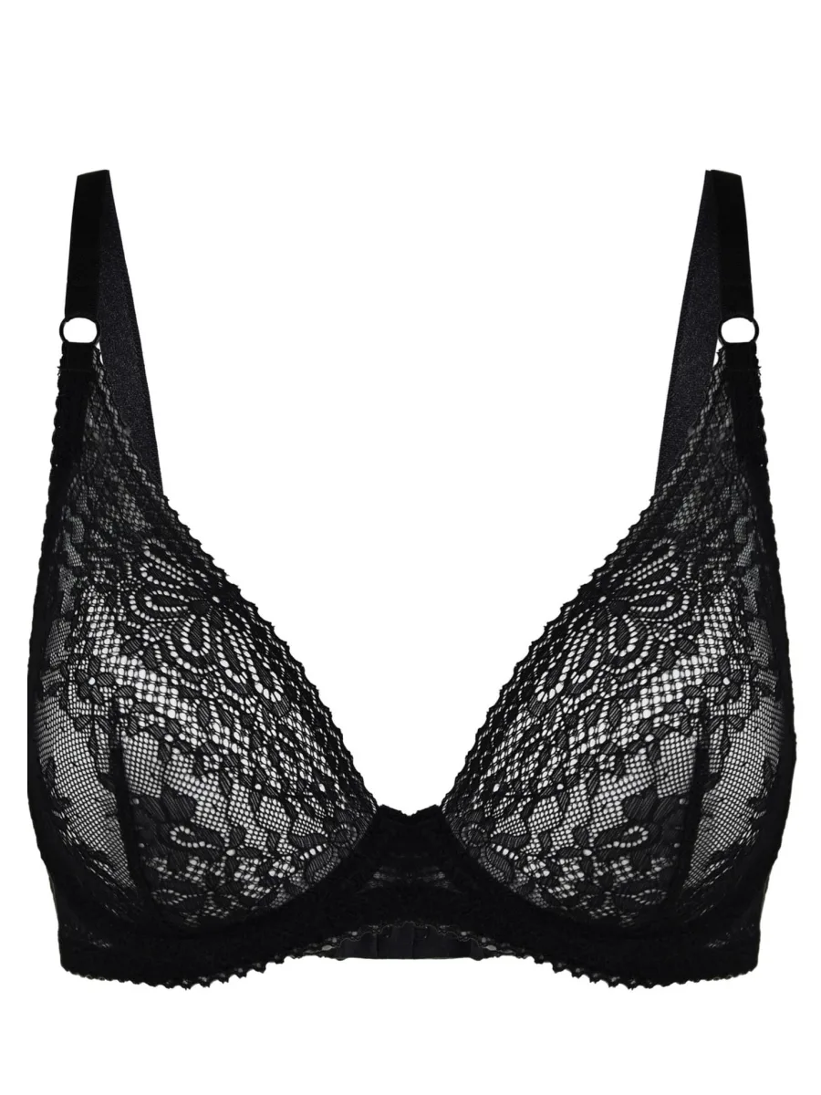 Plunge Soft Cup Underwired Bralette Mediolano Fancy – Jet Black