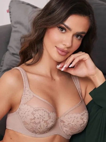 Plunge Unpadded Bra Wide Straps Mediolano Jasmin – Warm Mocha
