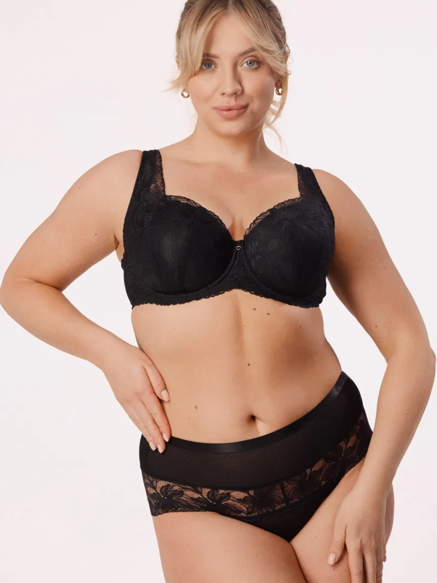 Black Lace Balconette Mefemi Laura – Padded Cotton-Lined Fit