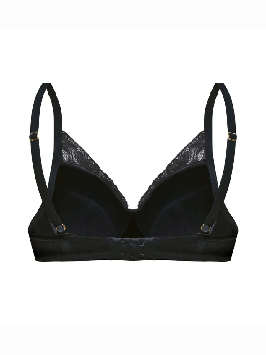 Black Lace Longline Push-Up Bra Mefemi Laura – Underwired Support