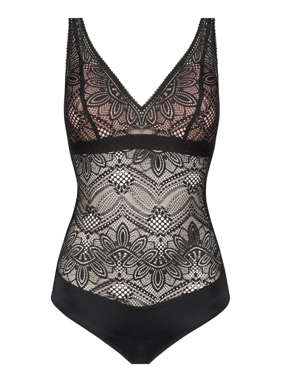 Body aus floraler Spitze Mefemi Desire – Transparente Tattoo-Effekt-Dessous