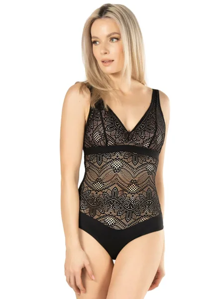 Body aus floraler Spitze Mefemi Desire – Transparente Tattoo-Effekt-Dessous