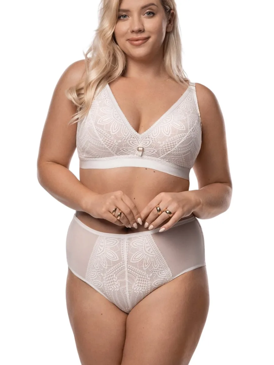 High-Waist Lace Briefs Mefemi Desire – Elegant Mocha Silhouette