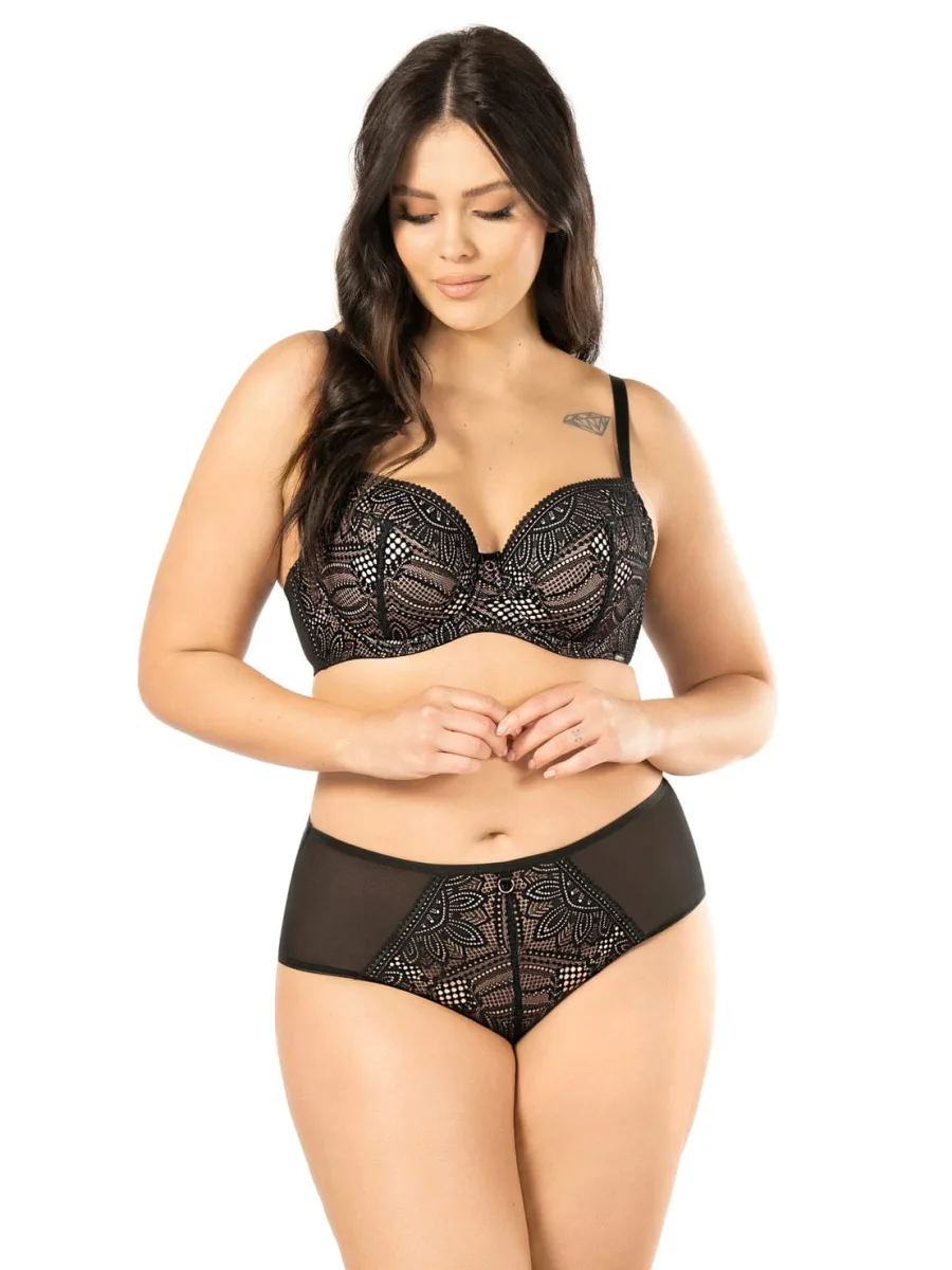 High-Waist Lace Briefs Mefemi Desire – Sophisticated Contrast Silhouette