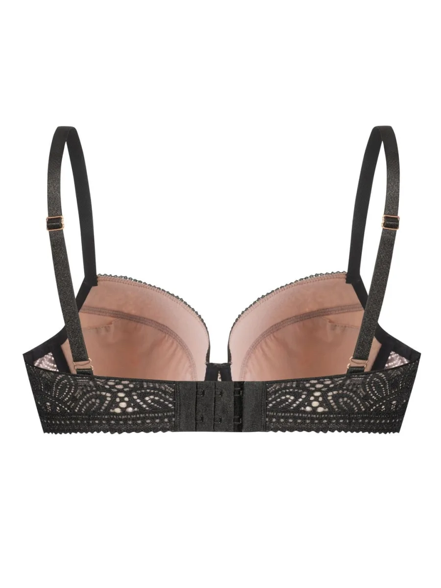 Mefemi Desire Black/Beige Lace Push-Up Bra – Elegant Contrast Lift