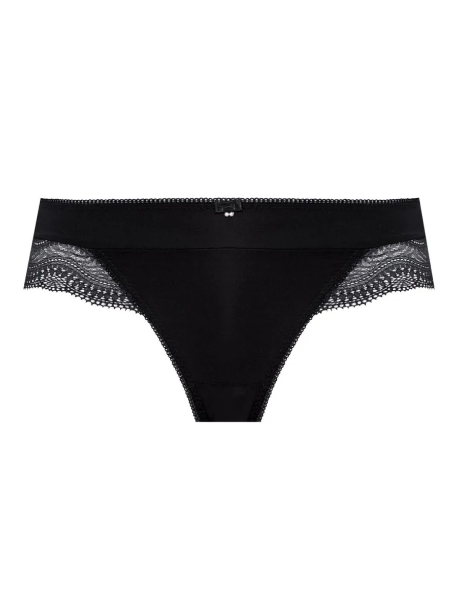 Sheer Lace Back Brazilian Panties Mefemi Pepite – Black