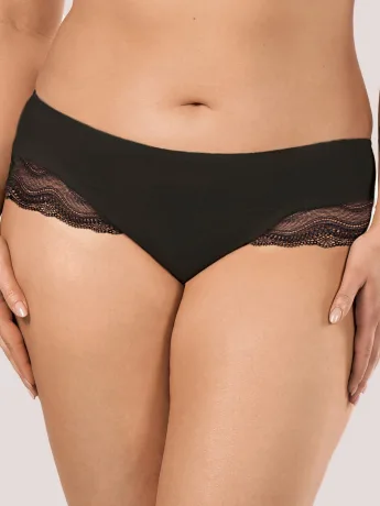 Sheer Lace Back Brazilian Panties Mefemi Pepite – Black