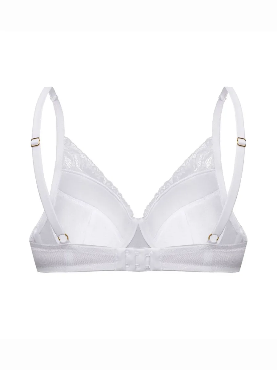 White Lace Longline Push-Up Bra Mefemi Laura – Underwired Bralette Style