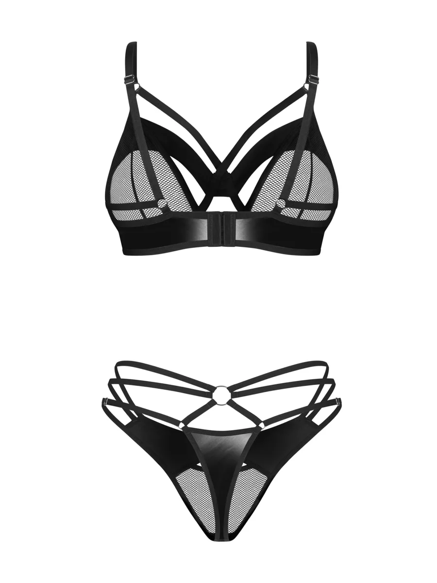 Black Lingerie Set Obsessive Dominna — Strappy Mesh
