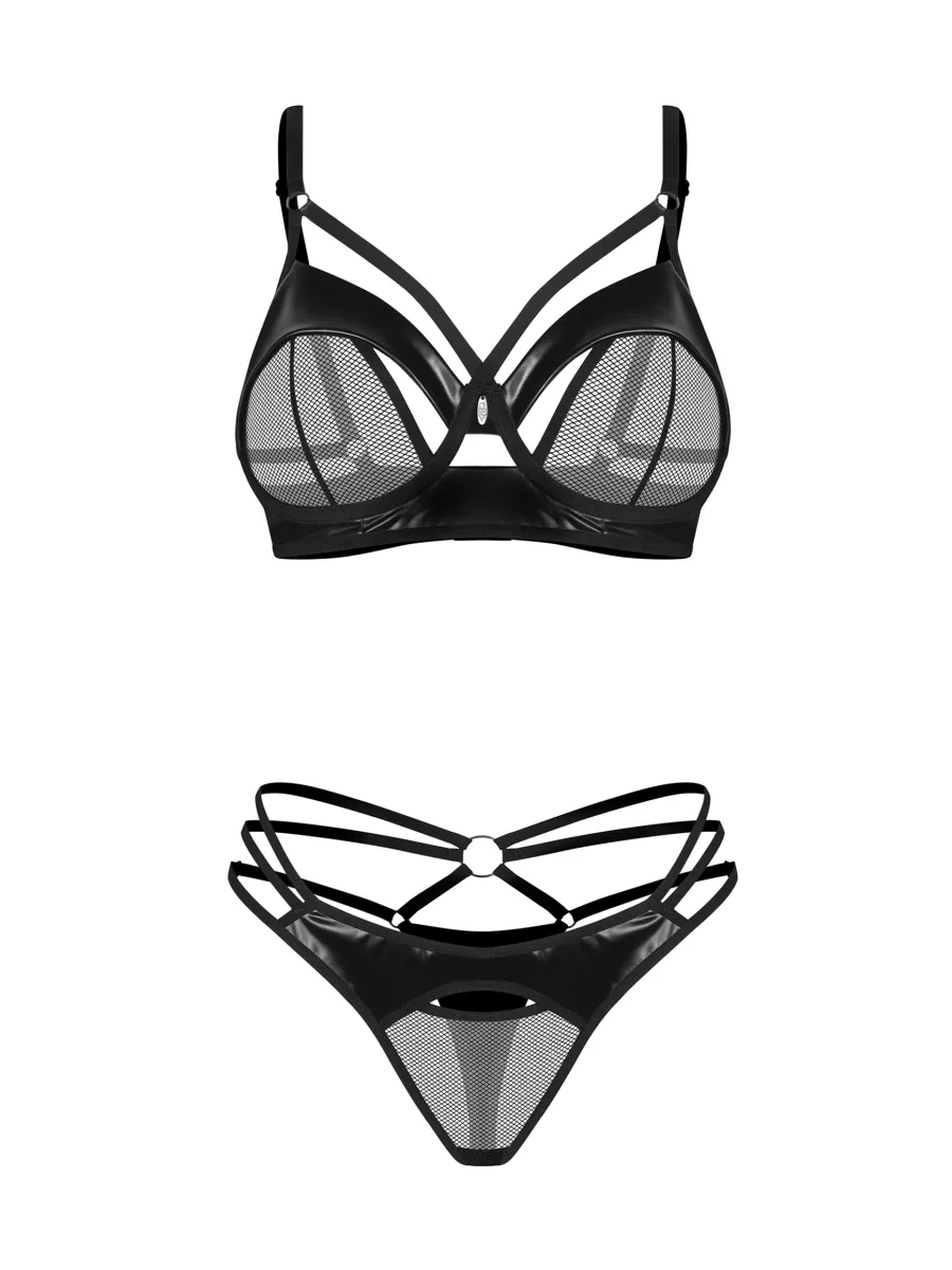 Black Lingerie Set Obsessive Dominna — Strappy Mesh
