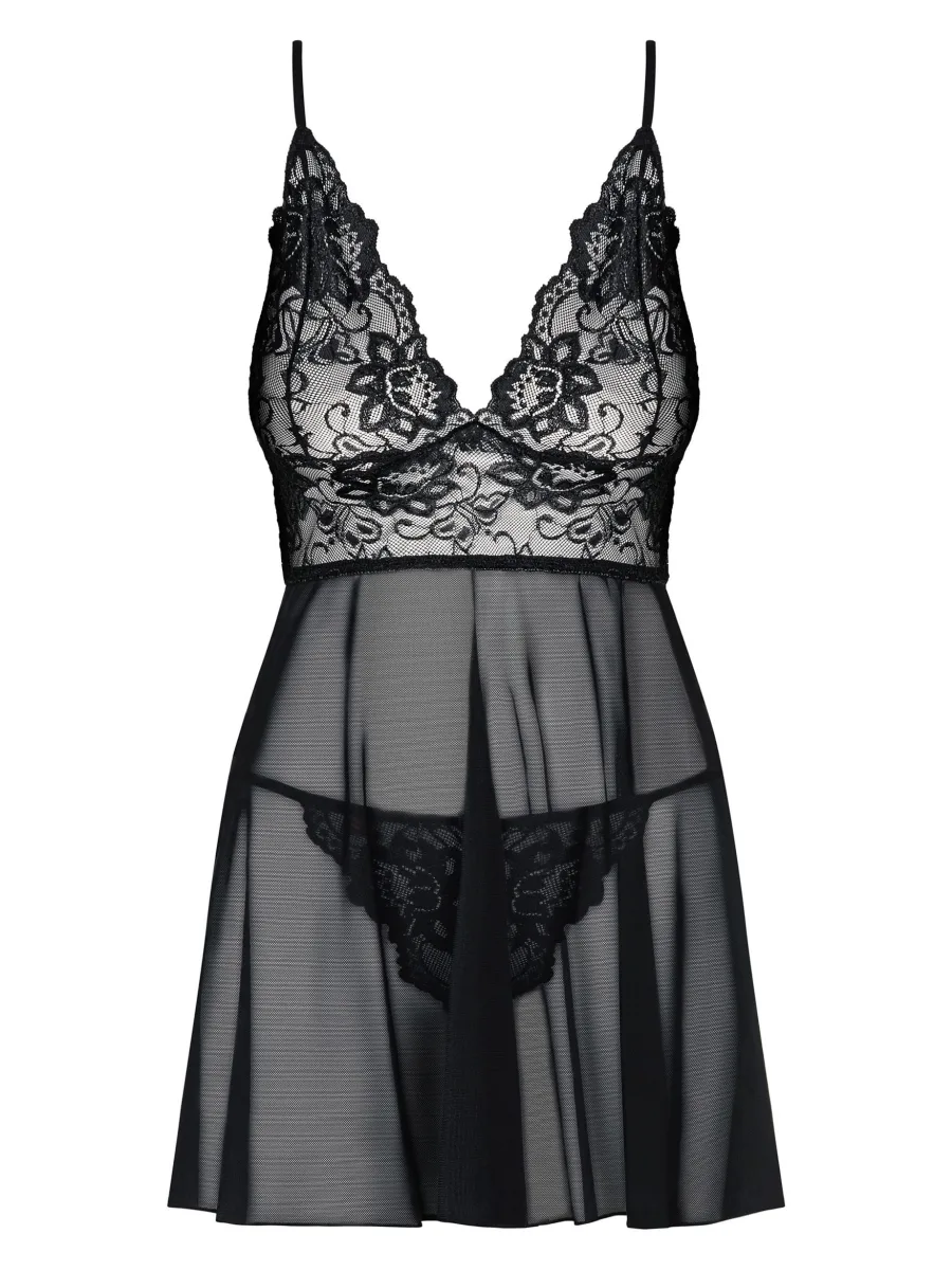 Black Babydoll Obsessive Idillia — Lace Set
