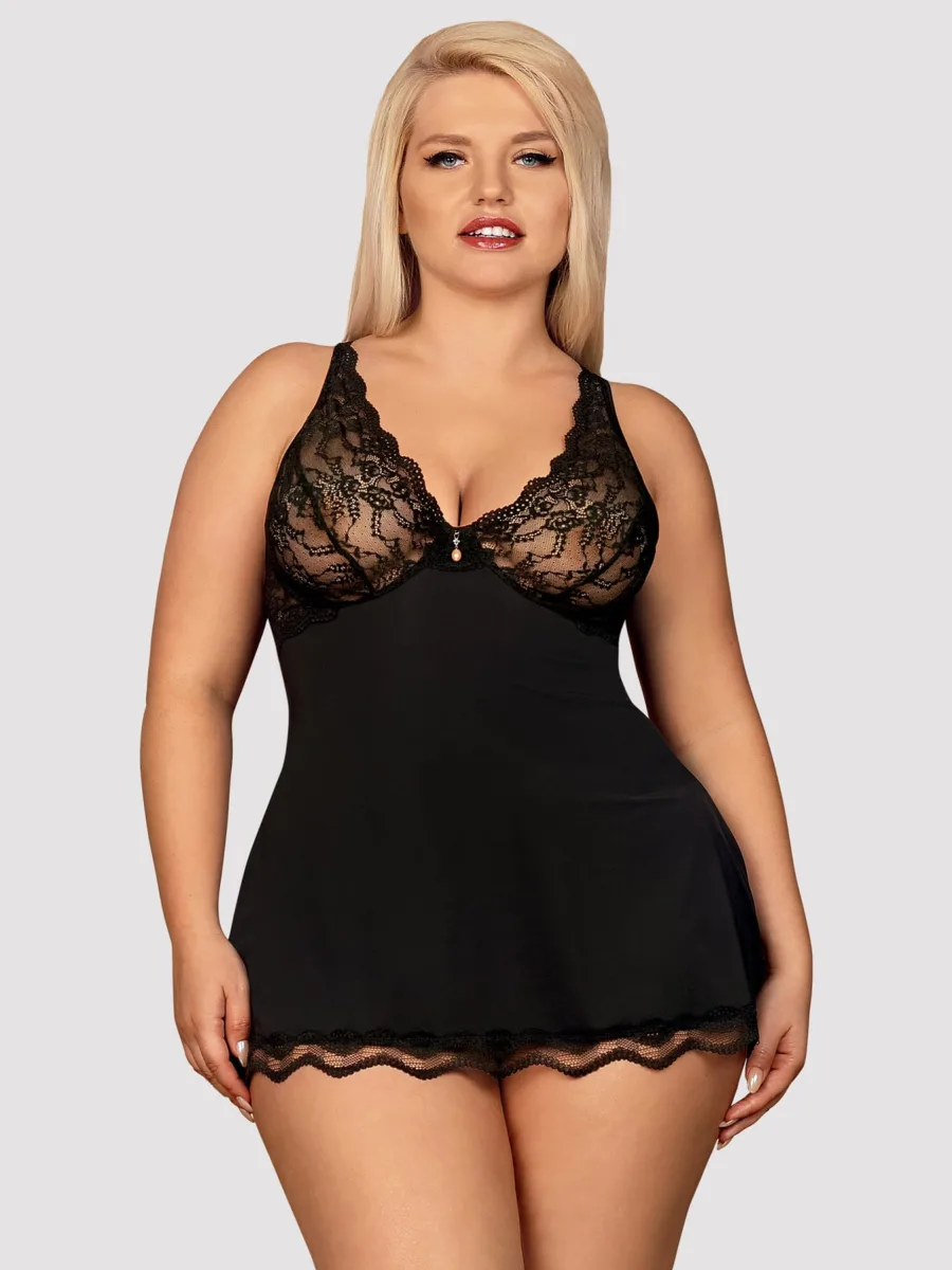 Black Babydoll Set Obsessive Luvae — Lace Nightgown