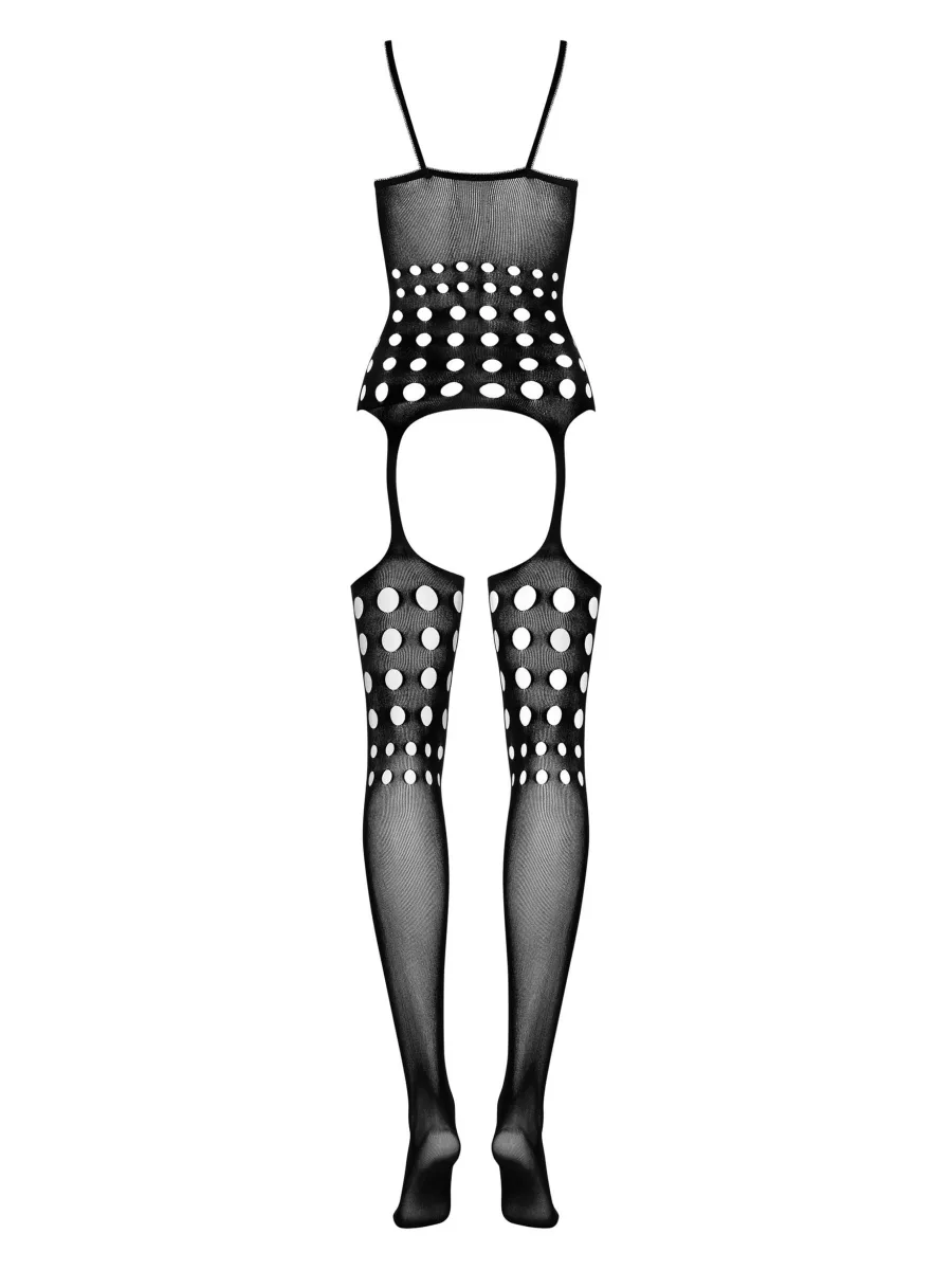 Black Bodystocking Obsessive G310 — Round Notches
