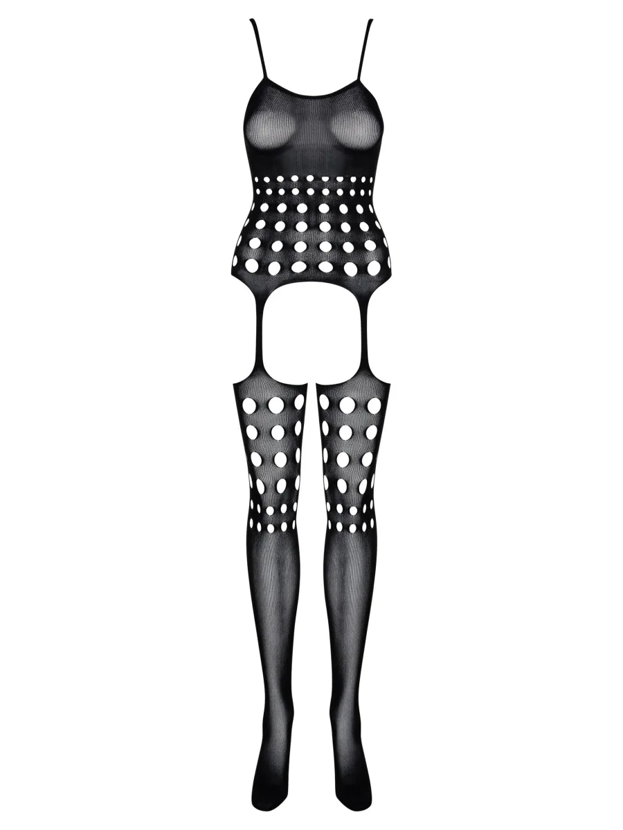 Black Bodystocking Obsessive G310 — Round Notches