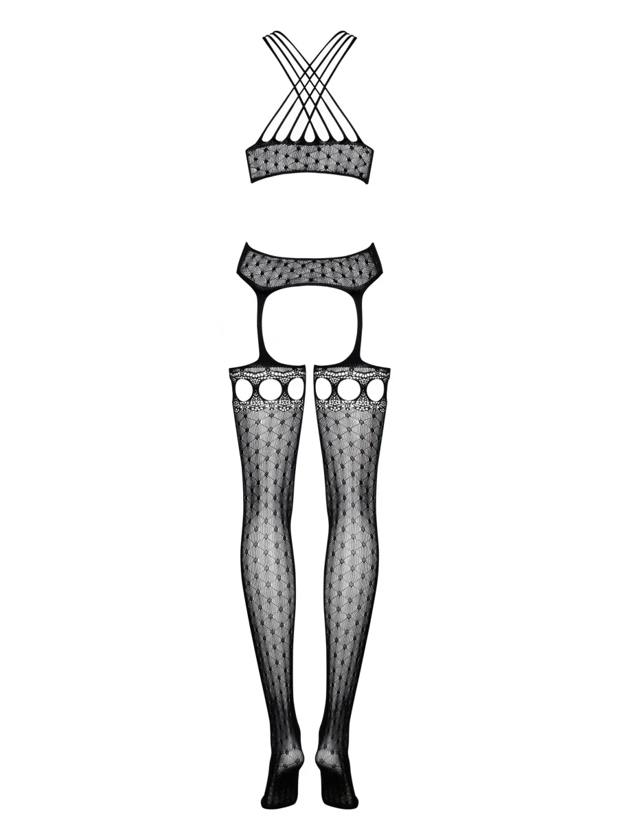Black Bodystocking Obsessive G313 — Geometric Lace