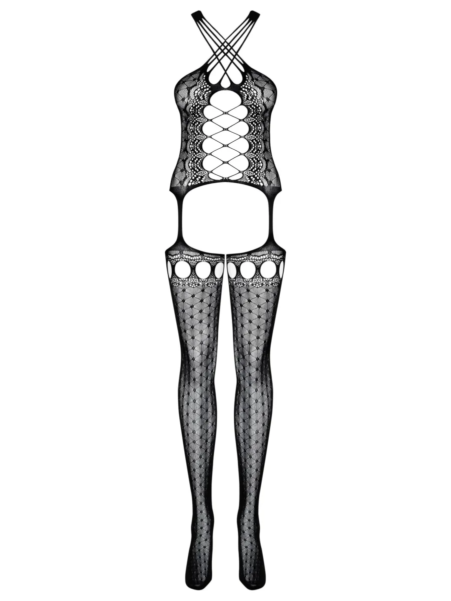 Black Bodystocking Obsessive G313 — Geometric Lace