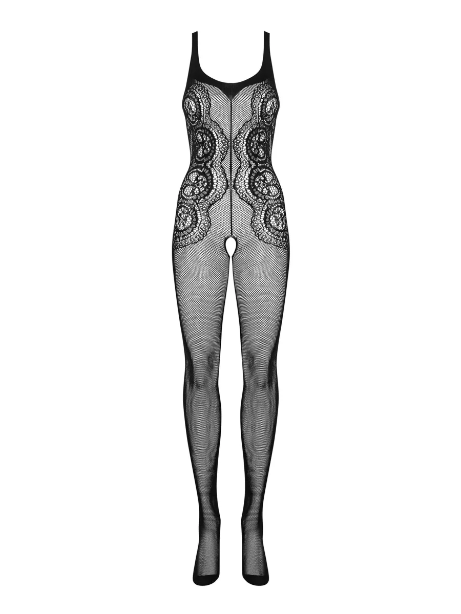 Black Bodystocking Obsessive G335 — Patterned Mesh