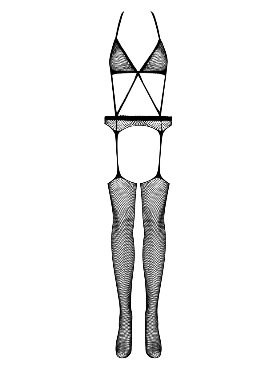 Black Bodystocking Obsessive N108 — Halter Neck