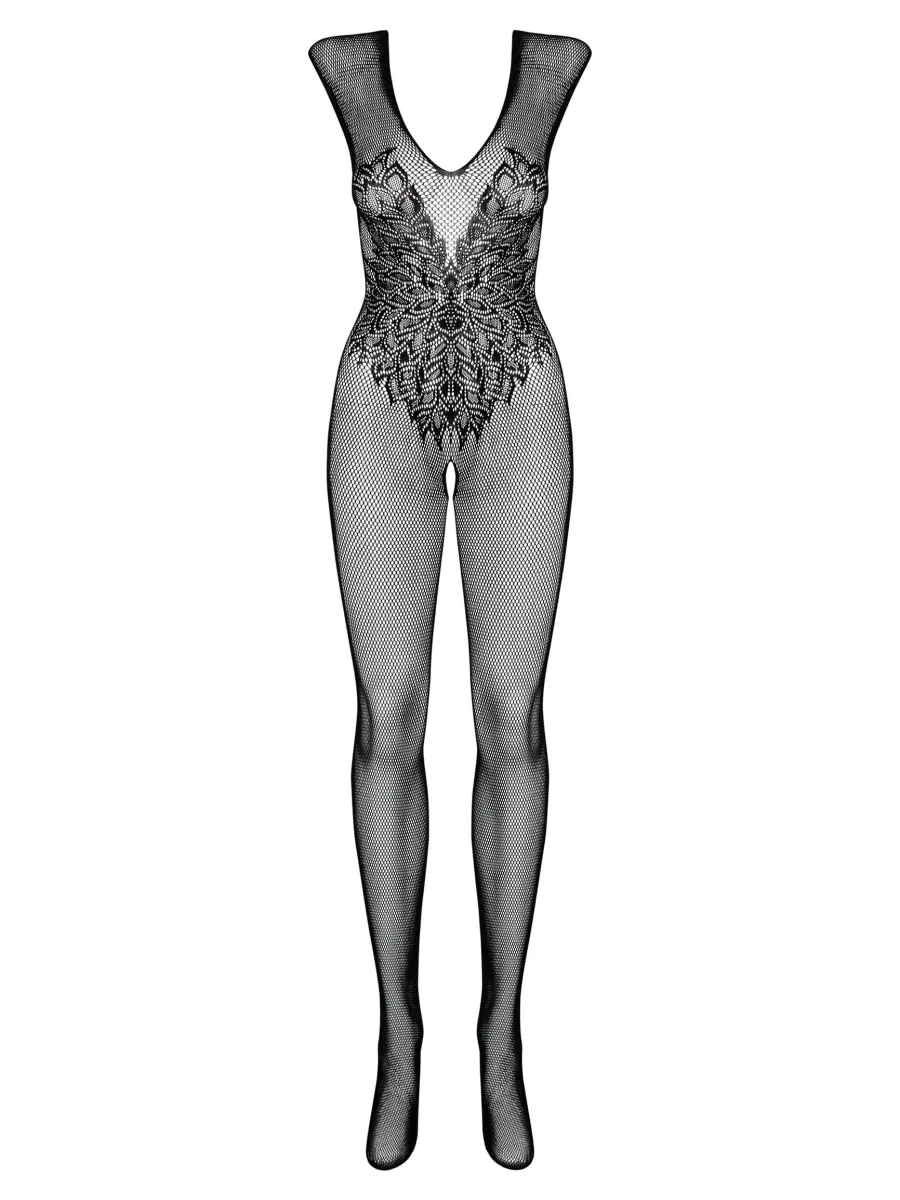 Black Bodystocking Obsessive N112 — Lace Wing Design