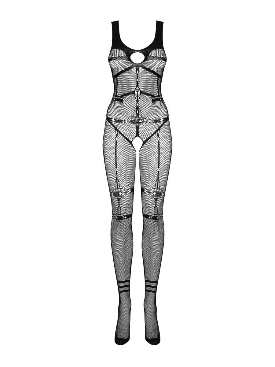 Black Bodystocking Obsessive N123 — Crotchless Mesh