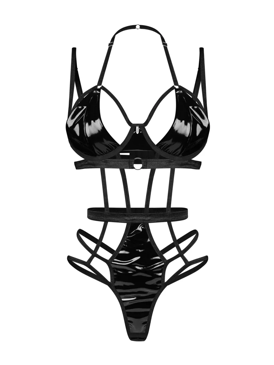 Black Bodysuit Obsessive Keira Lise — Strappy Design