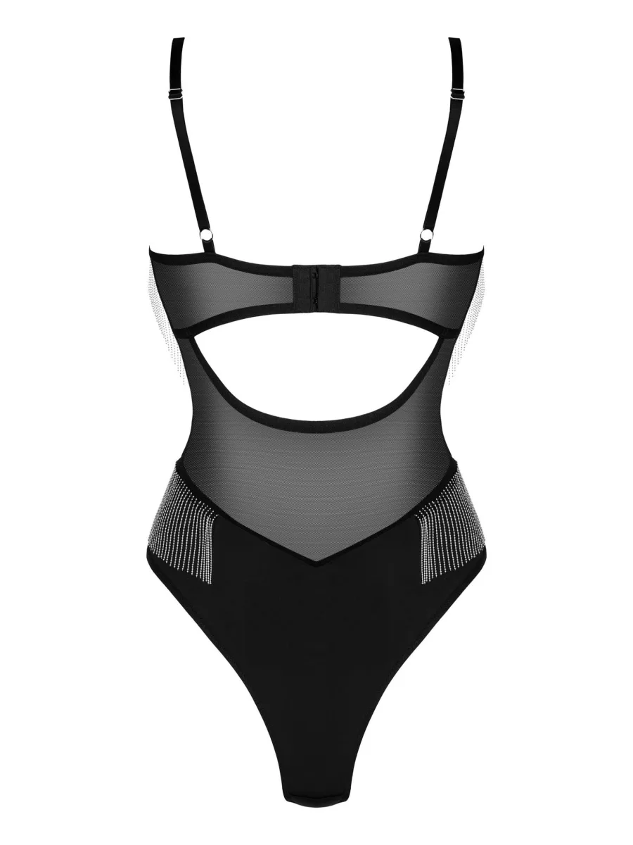 Obsessive Milladis Schwarzer Body mit Glitzersteinen