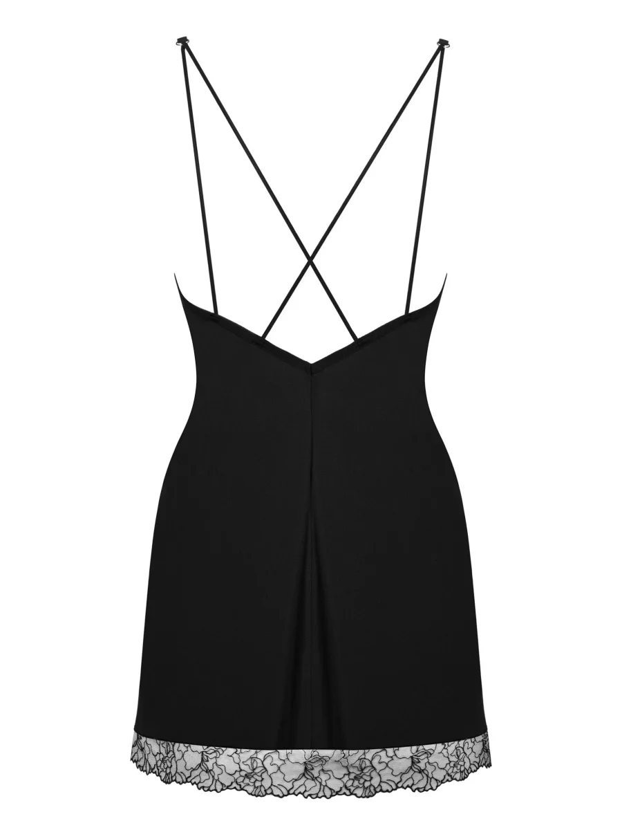 Black Chemise Obsessive Bella Rou — Embroidered Tulle