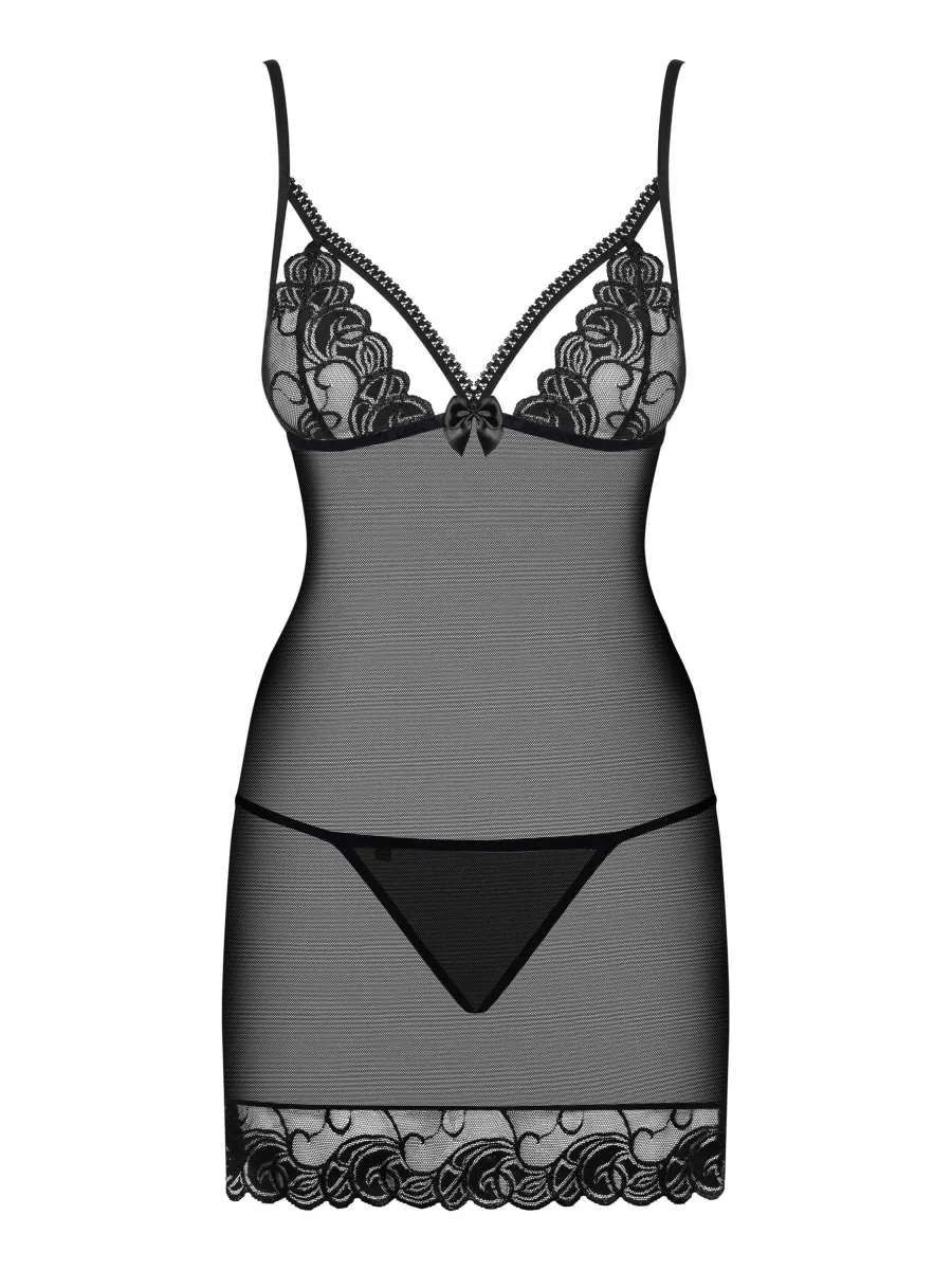 Obsessive Wonderia Erotisches transparentes Negligé-Set mit String