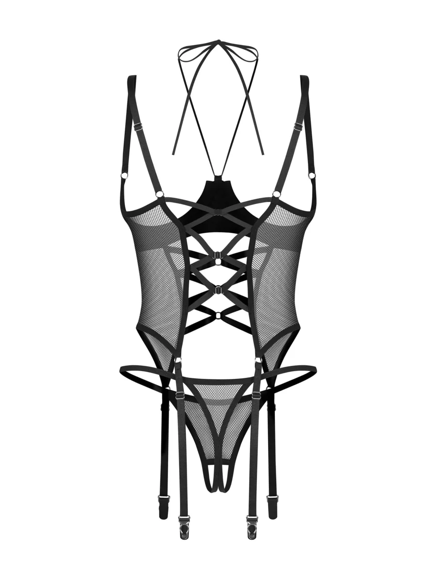 Black Corset Set Obsessive Dominna — Open Cups