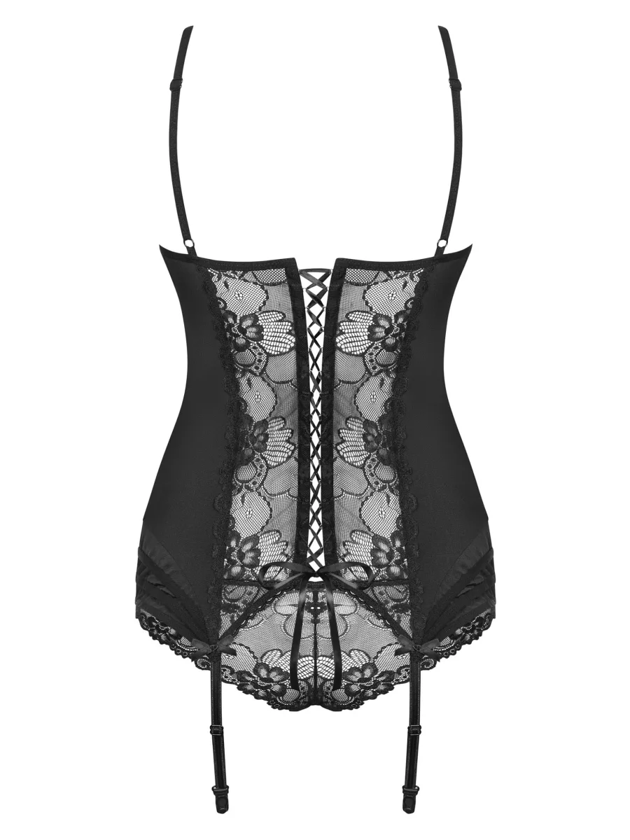 Black Corset Set Obsessive Heartina — Lace Lingerie Set