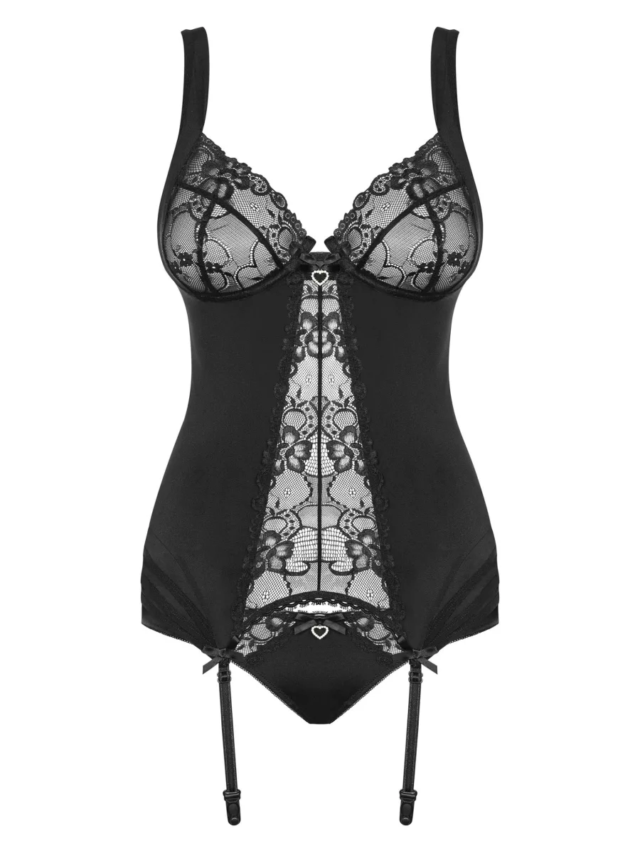 Black Corset Set Obsessive Heartina — Lace Lingerie Set