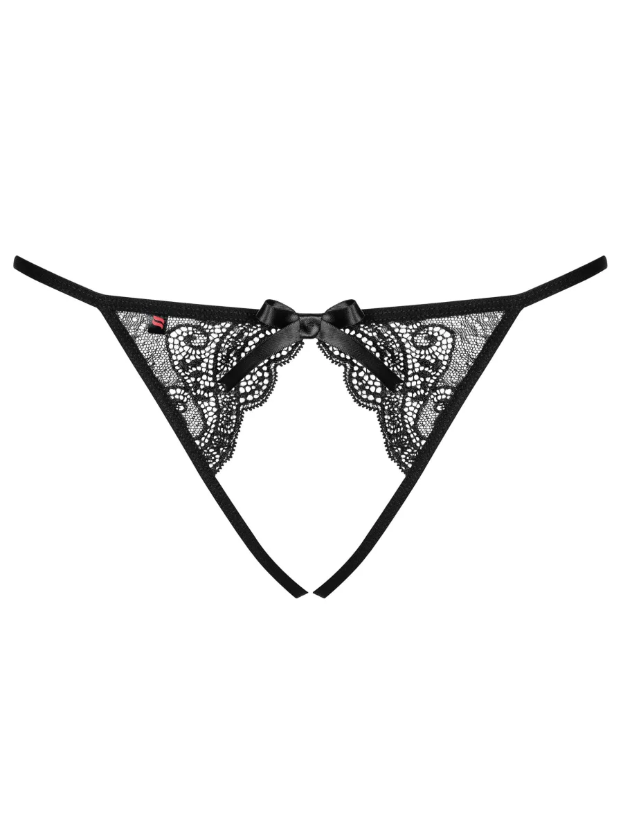 Black Crotchless Panties Obsessive Miamor — Lace Detail