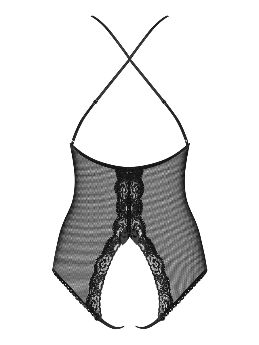 Black Crotchless Teddy Obsessive 841-TED-1 — Lace Bodysuit