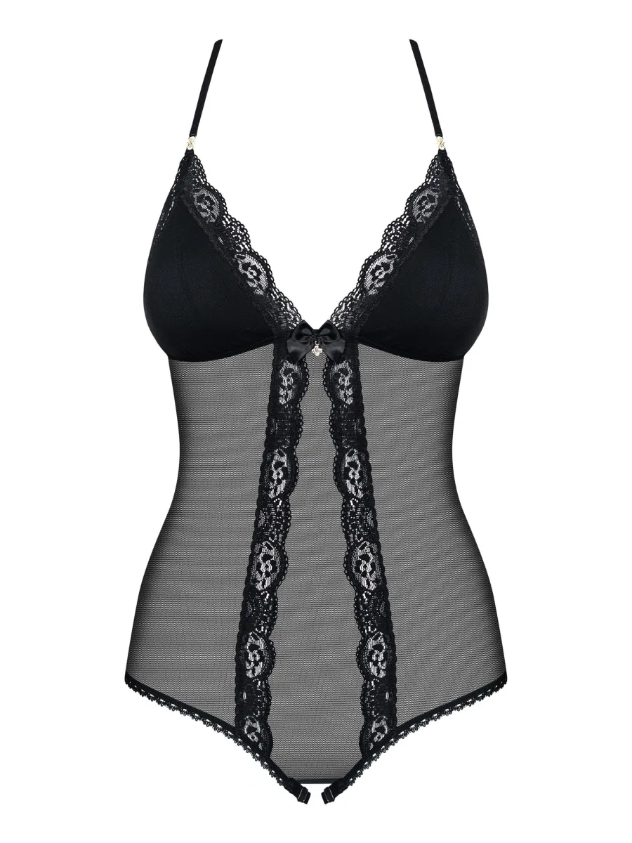 Black Crotchless Teddy Obsessive 841-TED-1 — Lace Bodysuit