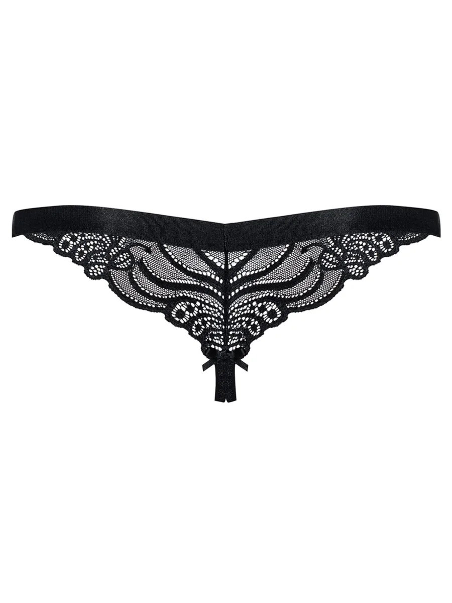 Black Crotchless Thong Obsessive 828-THC-1 — Lace