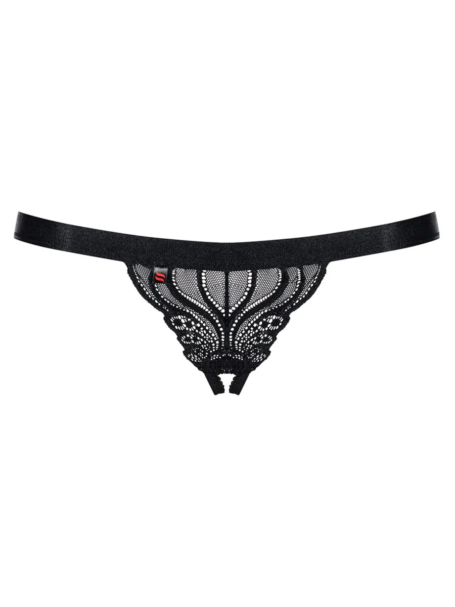Black Crotchless Thong Obsessive 828-THC-1 — Lace