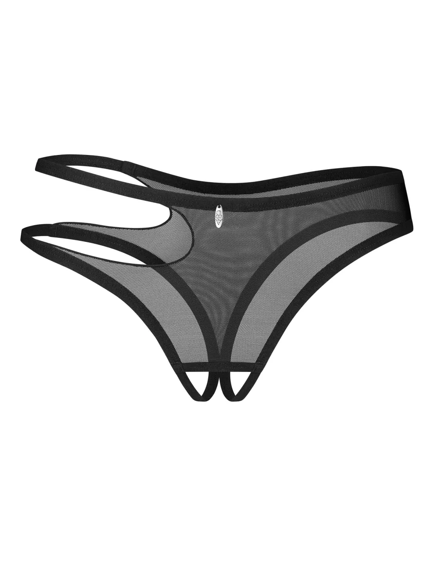 Black Crotchless Thong Obsessive Saturis — Mesh Cutout