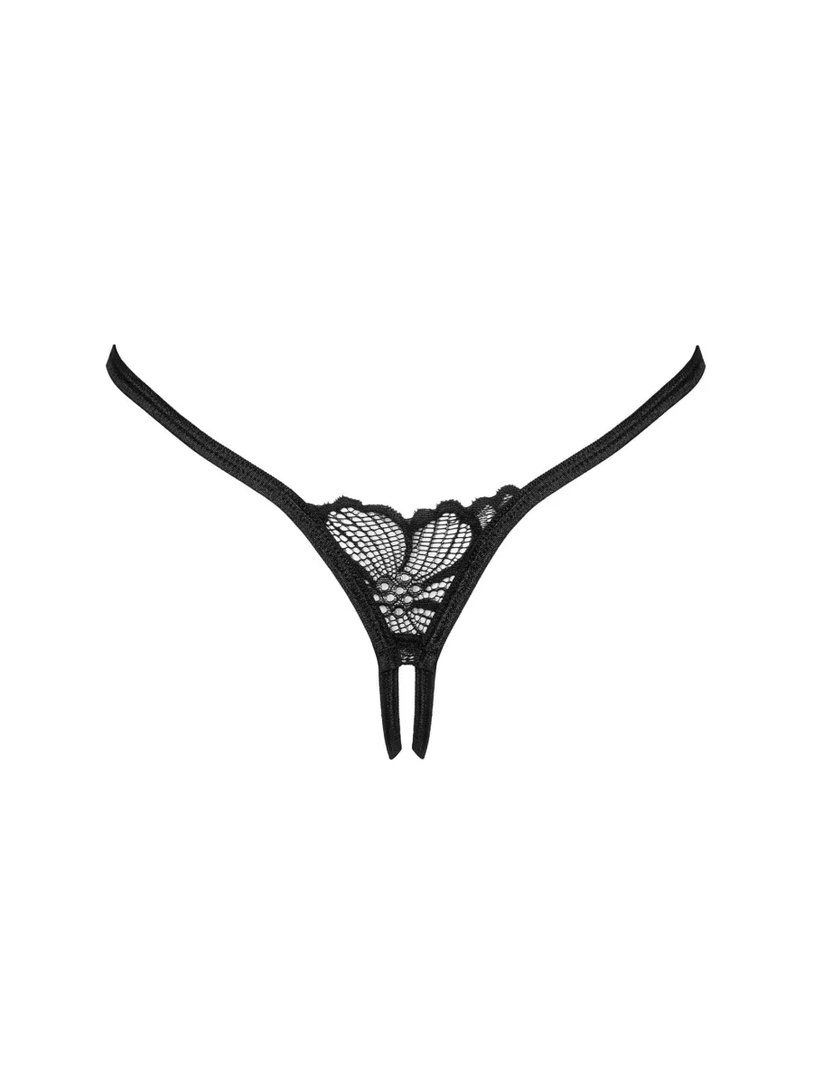 Black Crotchless Thong Obsessive Serafia — Lace