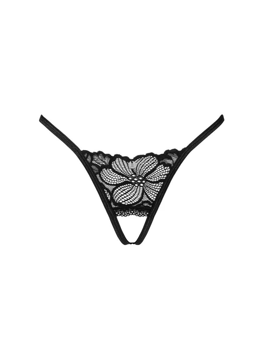 Black Crotchless Thong Obsessive Serafia — Lace